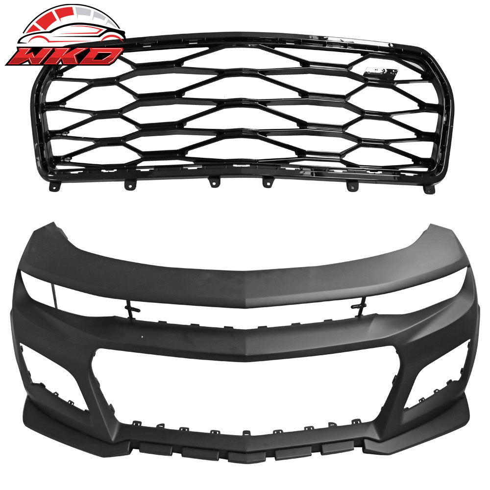 Fits 16-18 Chevy Camaro ZL1 Style Unpainted Front Bumper Cover Conversion w/ Lip