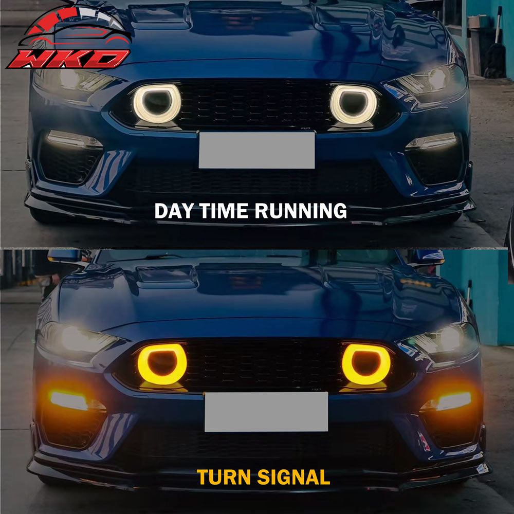 Fits 18-23 Ford Mustang 2021 Mach-1 Style Front Bumper Cover with Lip LED Grille