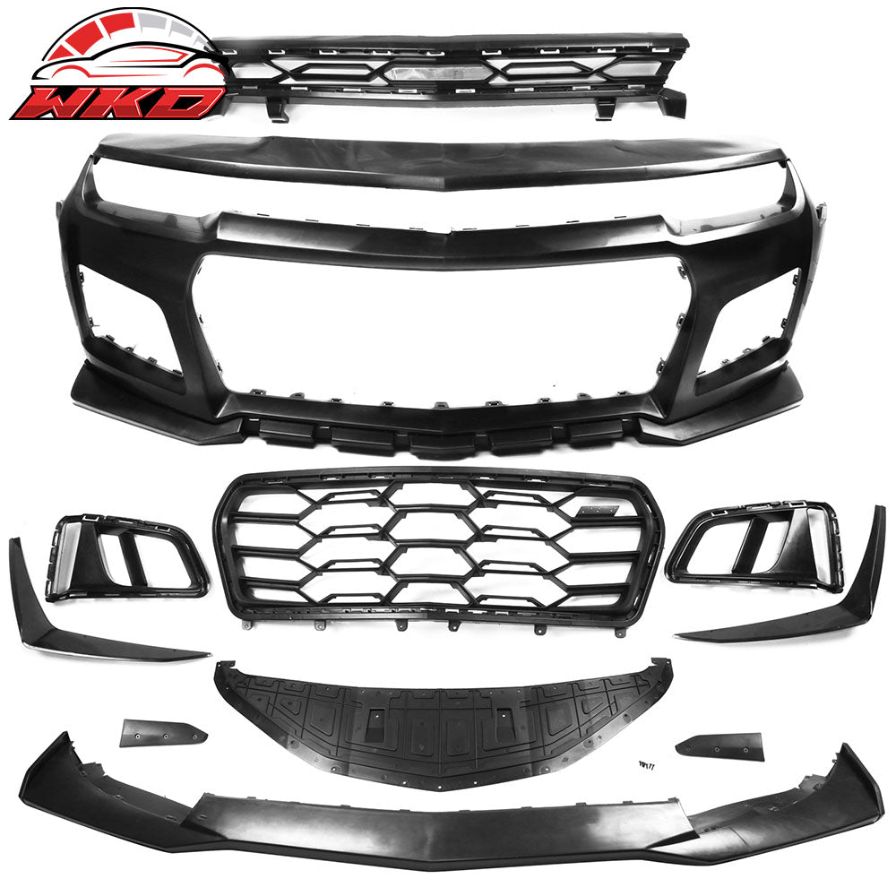 Fit 14-15 Chevy Camaro 5th to 6th Gen 1LE Style Front Bumper Cover w/ Headlights