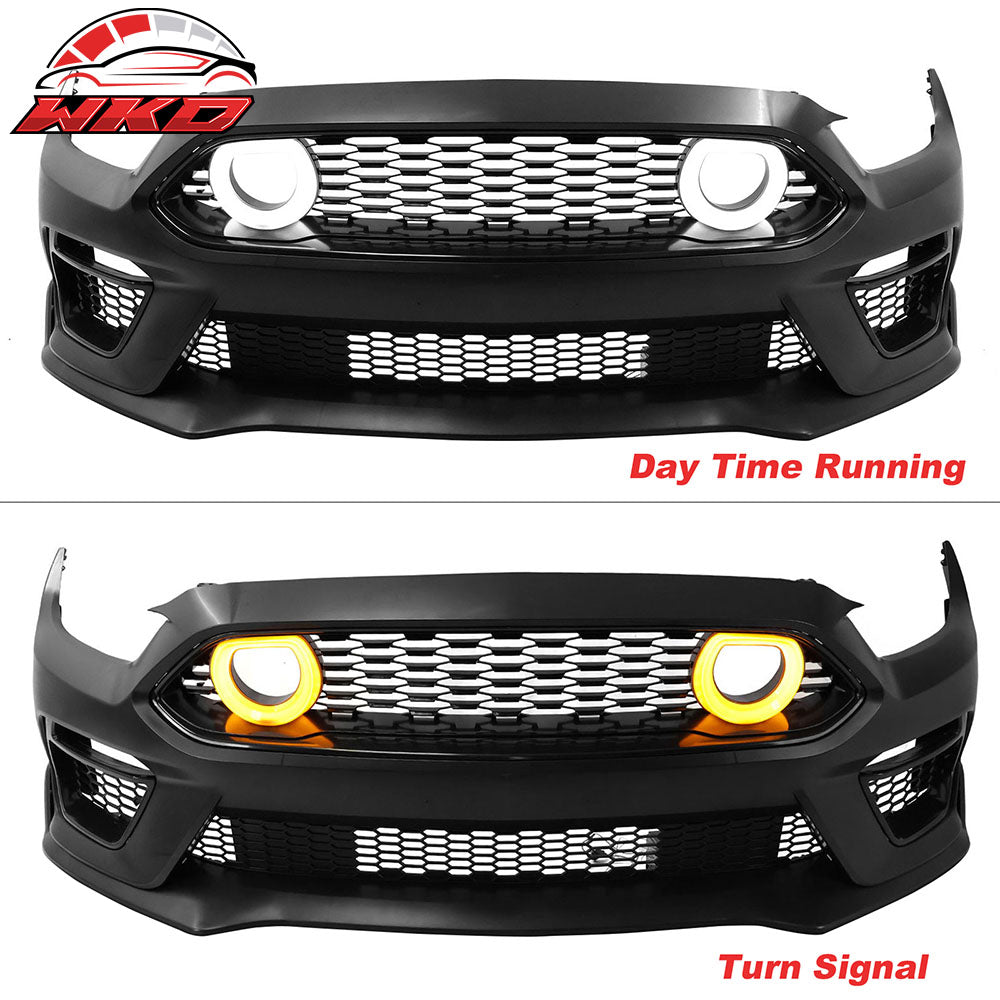 Fits 15-17 Ford Mustang EcoBoost GT LED Grille Front Bumper Cover Mach 1 Style