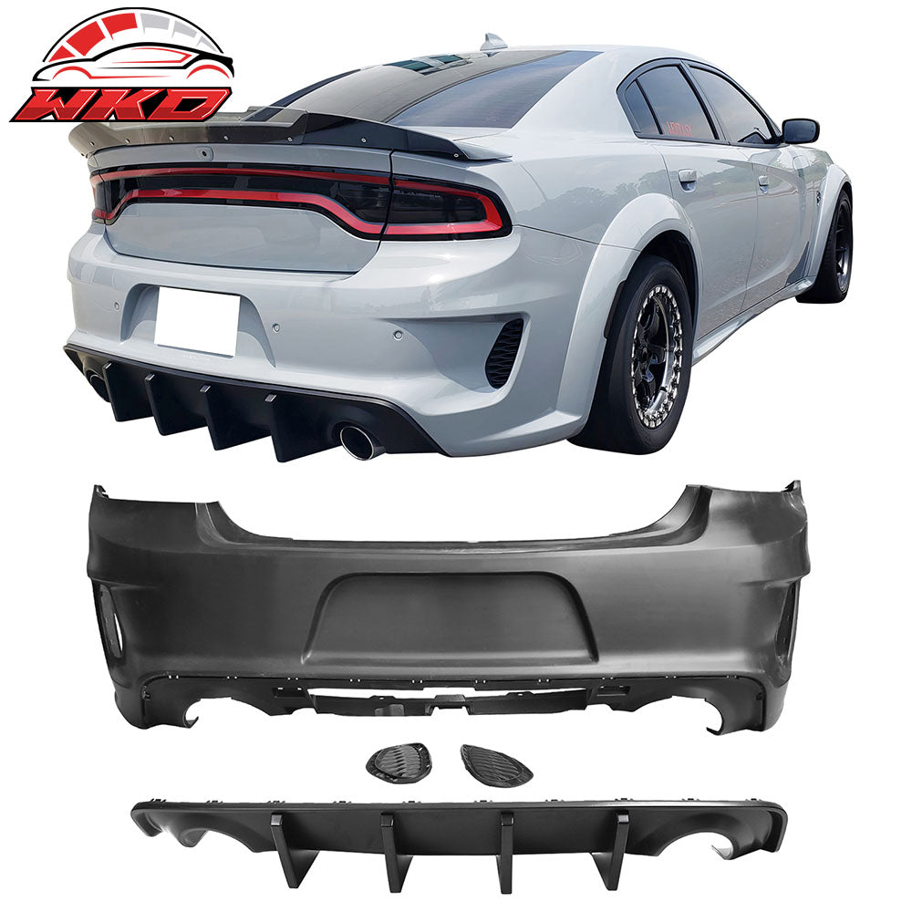 Fits 20-23 Charger Widebody SRT Rear Bumper Assembly Replacement + Diffuser Lip