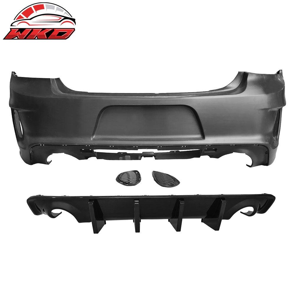 2020-23 Charger Widebody Rear Bumper Cover + Gloss Black Diffuser Lip W/ 4 Fin | Wholesale - Wikond Auto