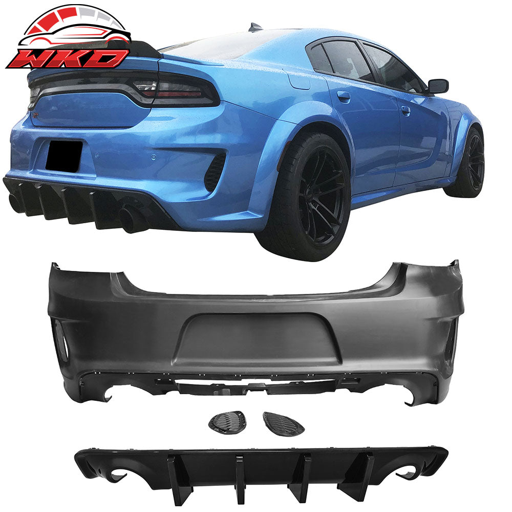 Wholesale 20-23 Charger Widebody Rear Bumper Cover + Gloss Black Diffuser Lip W/ 4 Fin