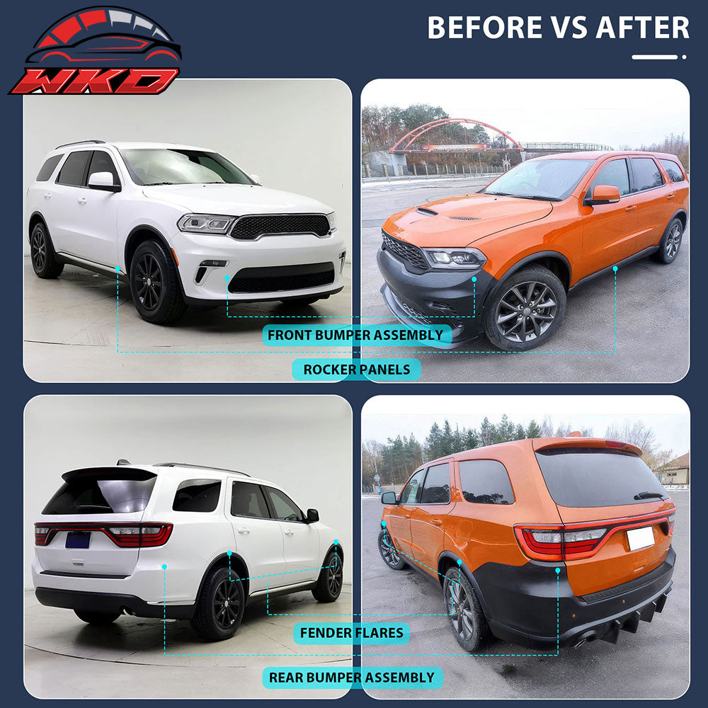 Fits 21-25 Dodge Durango Front Rear Bumper Hellcat Style Conversion V1 Diffuser