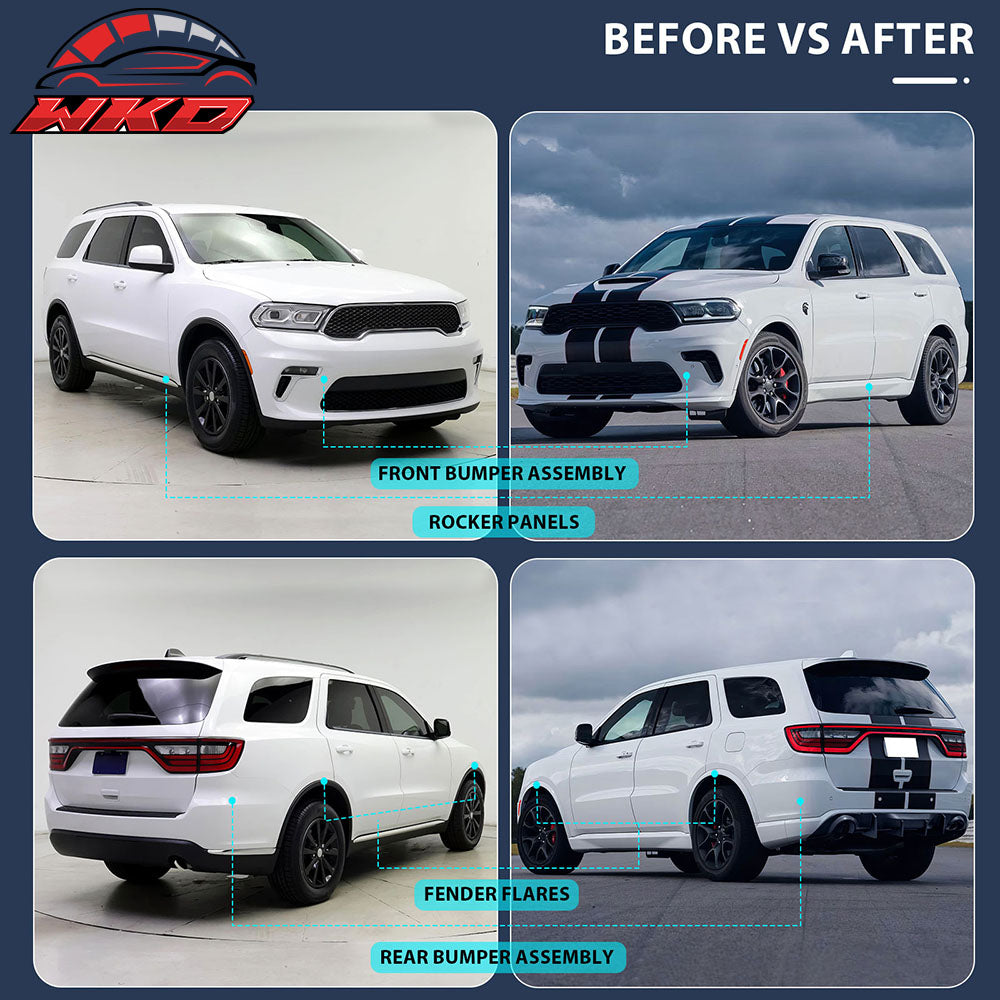 Fits 21-25 Dodge Durango Front Rear Bumper Hellcat Style Conversion V2 Diffuser