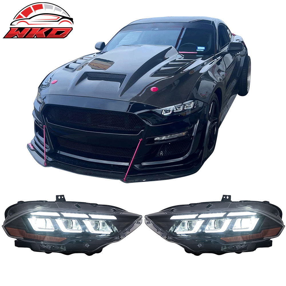 Fits 18-23 Ford Mustang Dark Horse Front Bumper Conversion Switchback Headlights