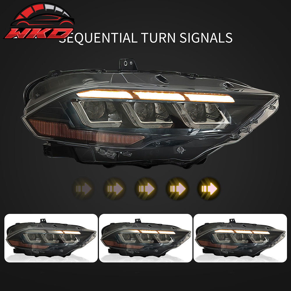 Fits 18-23 Ford Mustang Dark Horse Front Bumper Conversion Switchback Headlights