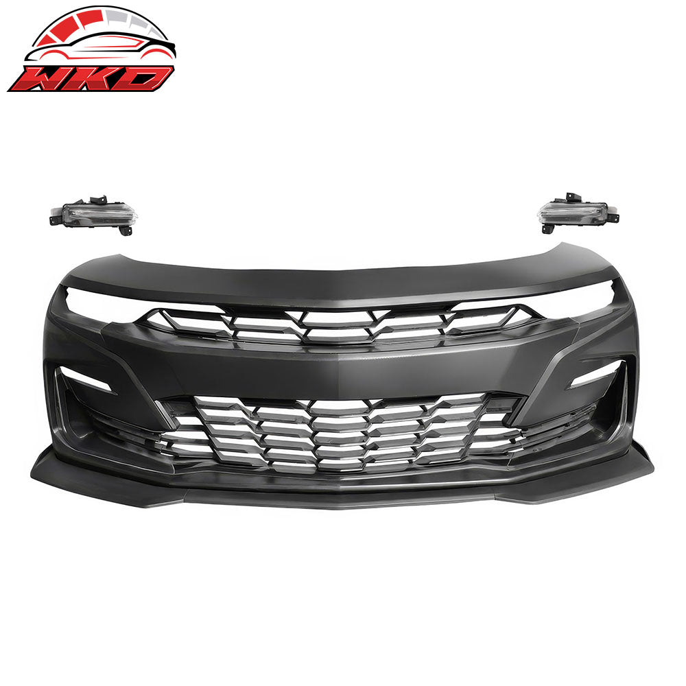 For 19-24 Camaro SS Style PP Front Bumper Cover Conversion DRL + Matte Black Lip | Wholesale