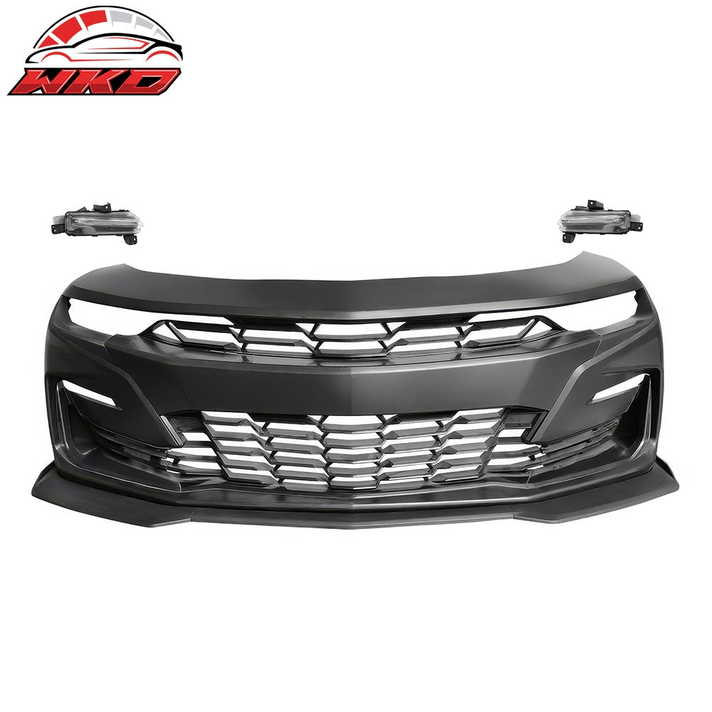 For 19-24 Camaro SS Style PP Front Bumper Cover Conversion DRL + Matte Black Lip | Wholesale