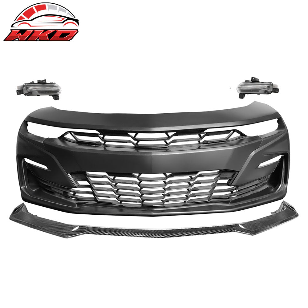 19-24 Camaro SS PP Front Bumper Cover Conversion DRL Carbon Fiber Print Lip | Wholesale