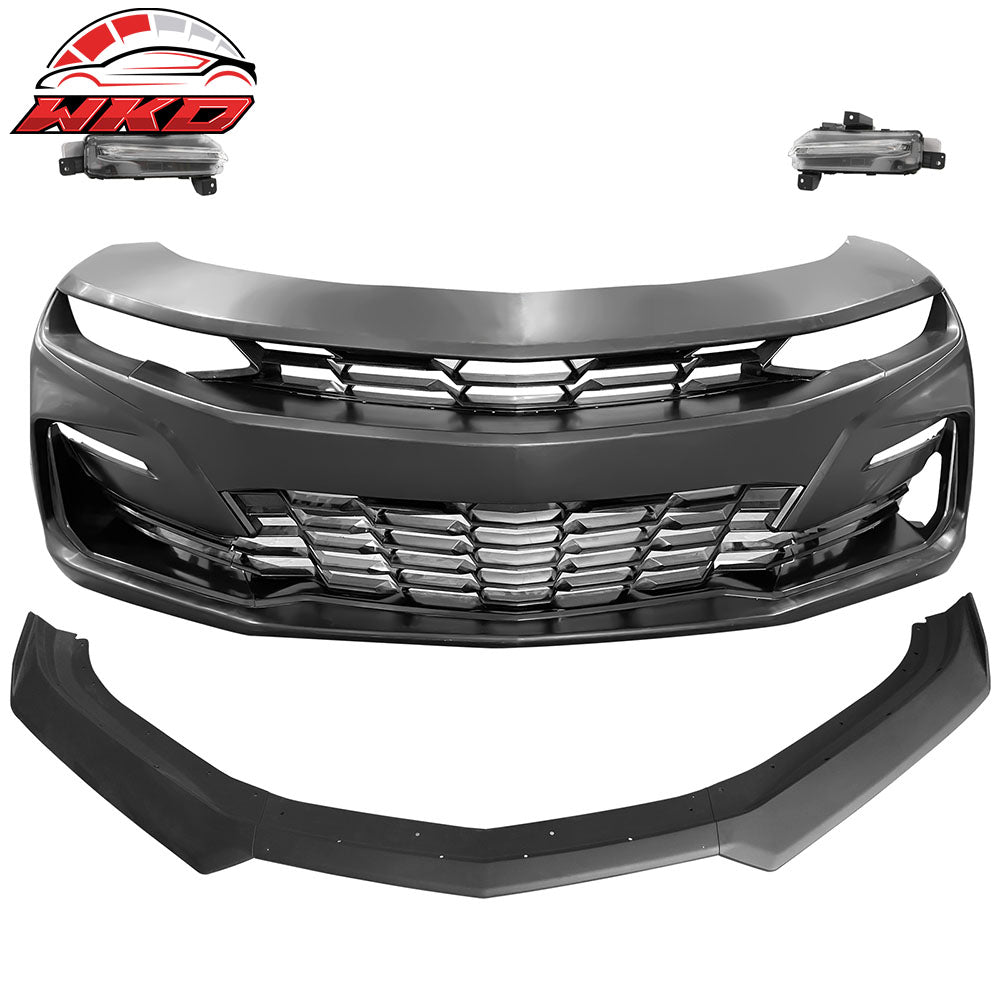 19-24 Chevy Camaro 19 SS Style Front Bumper Cover LED DRL + Matte Black Lip | Wholesale