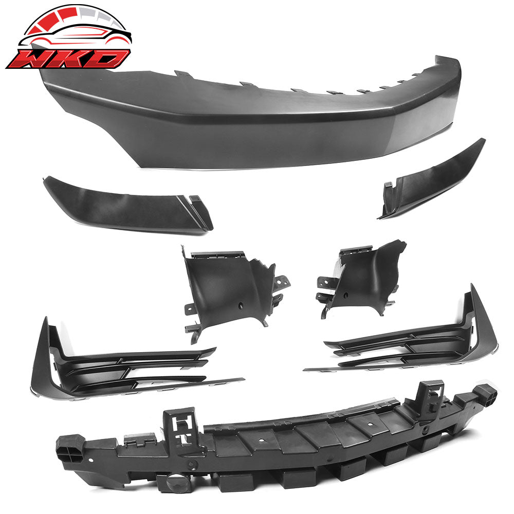 Fits 19-24 Chevy Camaro 19 SS Style Front Bumper Cover LED DRL + Gloss Black Lip