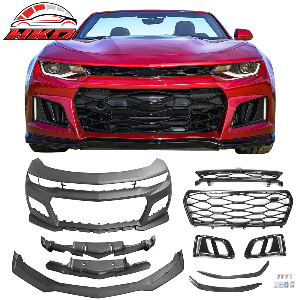 Fits 19-24 Chevy Camaro LS LT1 ZL1 Style Front Bumper Cover Conversion + Canards