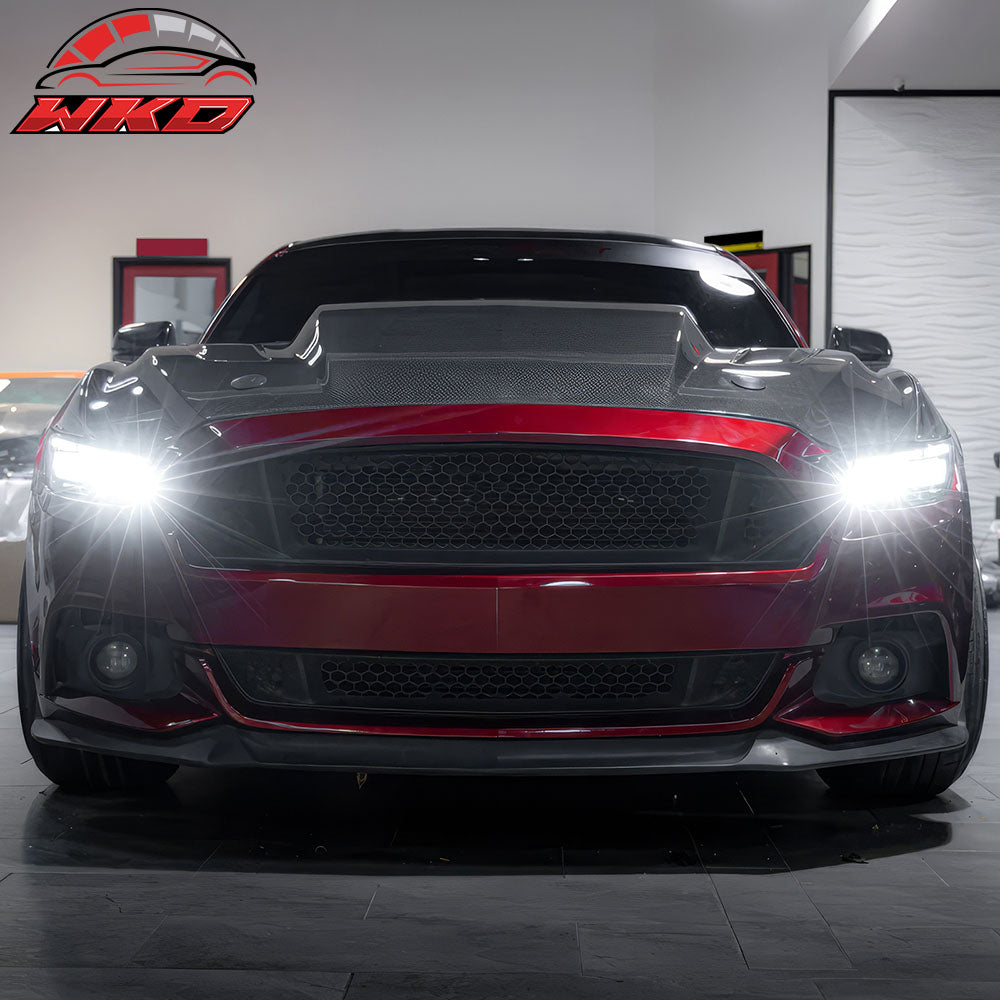 Fits 15-22 Ford Mustang Shelby 2024 Style Bumper LED Switchback Headlight Lamp