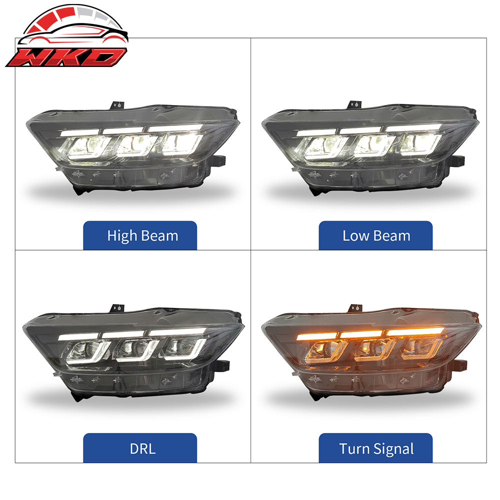 Fits 15-22 Ford Mustang Shelby 2024 Style Bumper LED Switchback Headlight Lamp