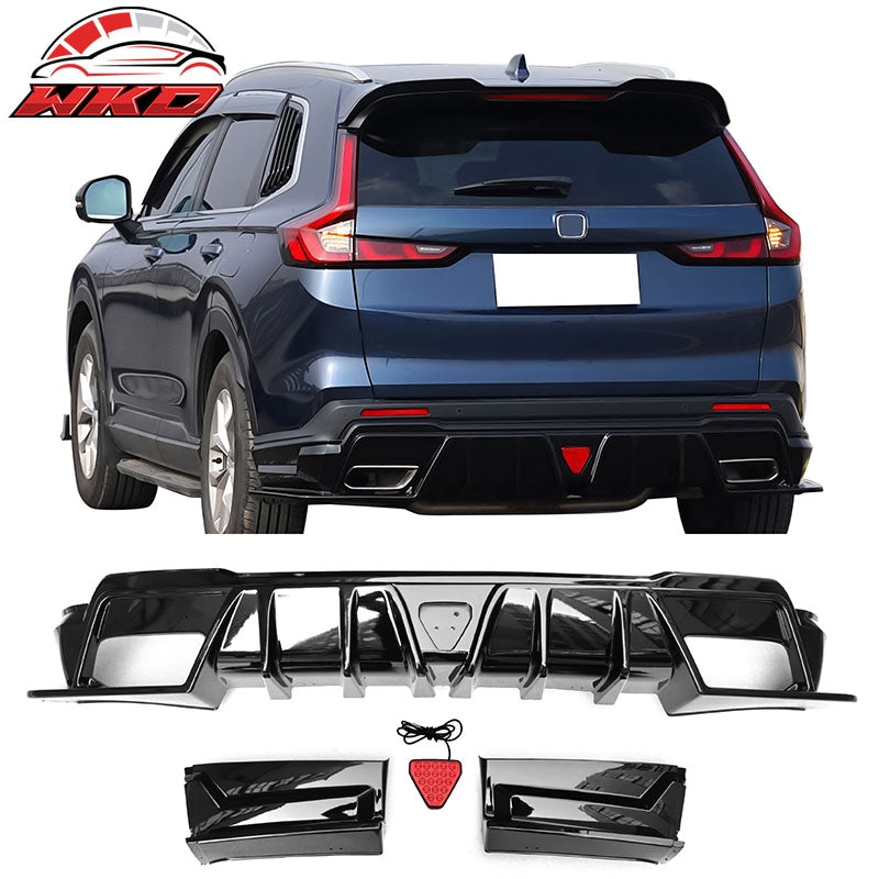 Wholesale 23-26 Honda CR-V Hybrid IKON Gloss Black Rear Bumper Lip Diffuser PP W/ LED