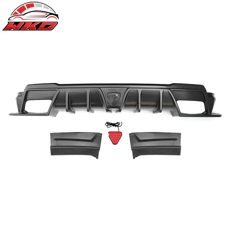 Fits 23-26 Honda CR-V Hybrid IKON Matte Black Rear Bumper Lip Diffuser PP W/ LED