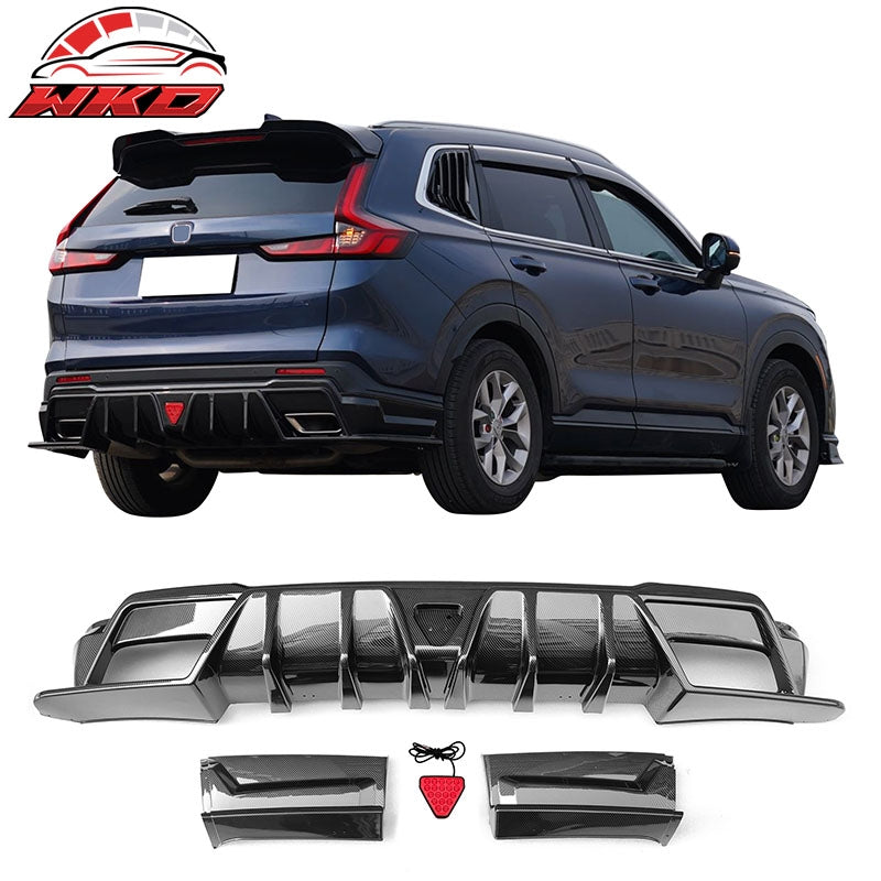 Wholesale 23-26 Honda CR-V IKON Carbon Fiber Print Rear Bumper Lip Diffuser PP W/ LED