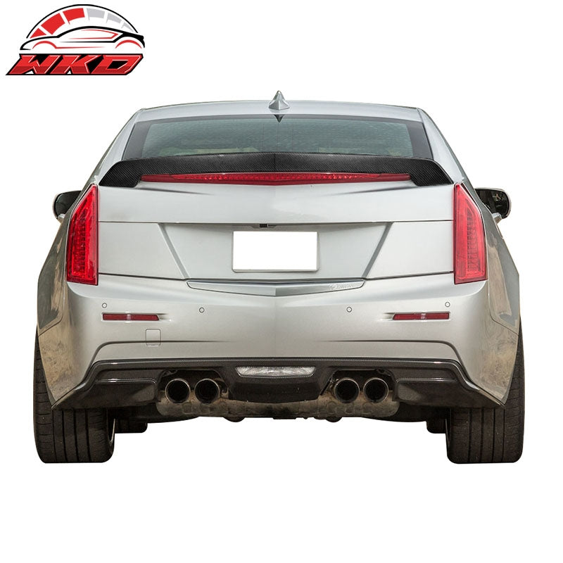 Fits 16-19 Cadillac ATS-V Sedan Only V Style Trunk Spoiler - Matte Carbon Fiber