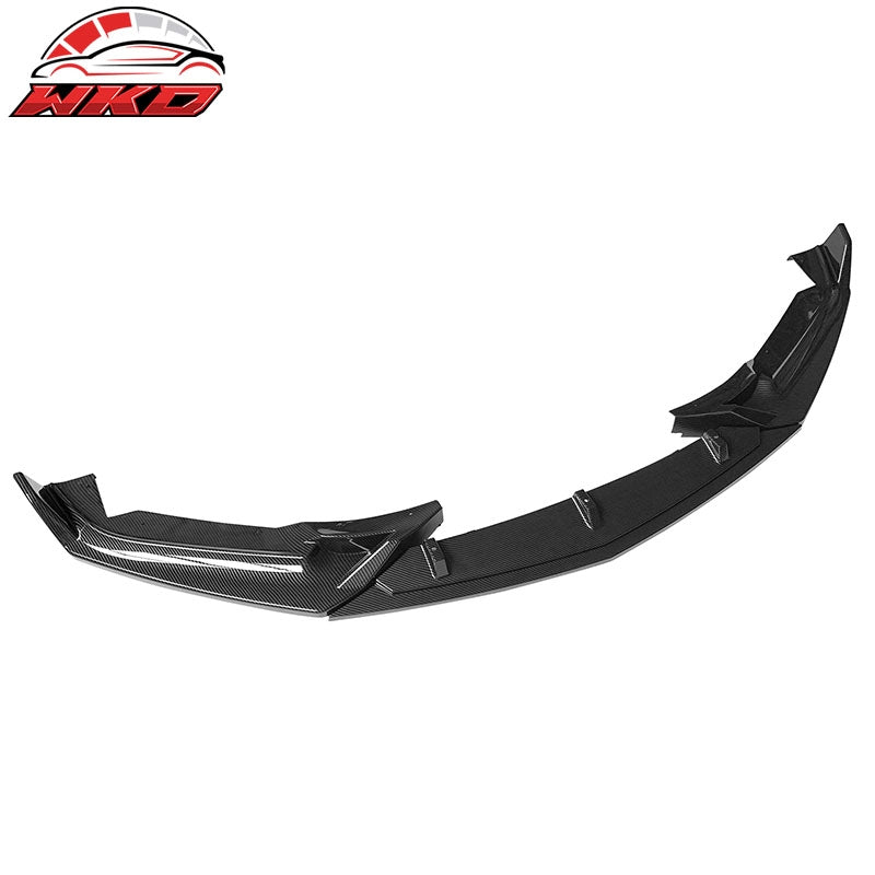 Fits 20-24 Cadillac CT5 3PC Carbon Fiber Print PP Front Bumper Lip Chin Spoiler