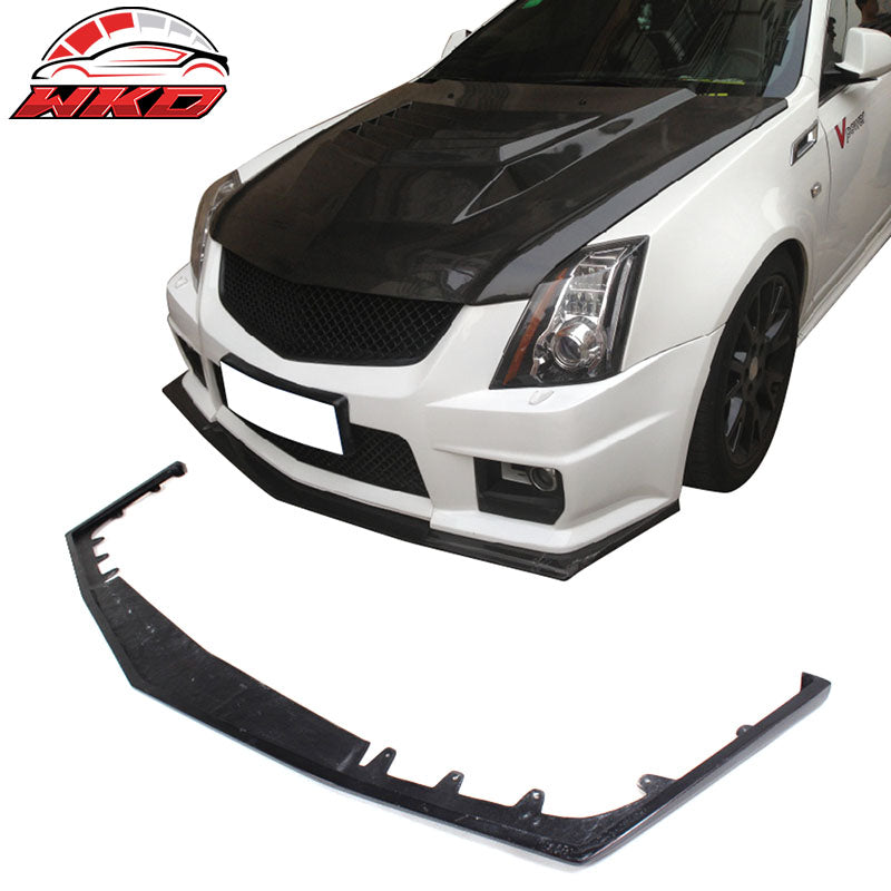 Fits 09-15 Cadillac CTS V HEN Style Front Bumper Lip Spoiler Matte Carbon Fiber