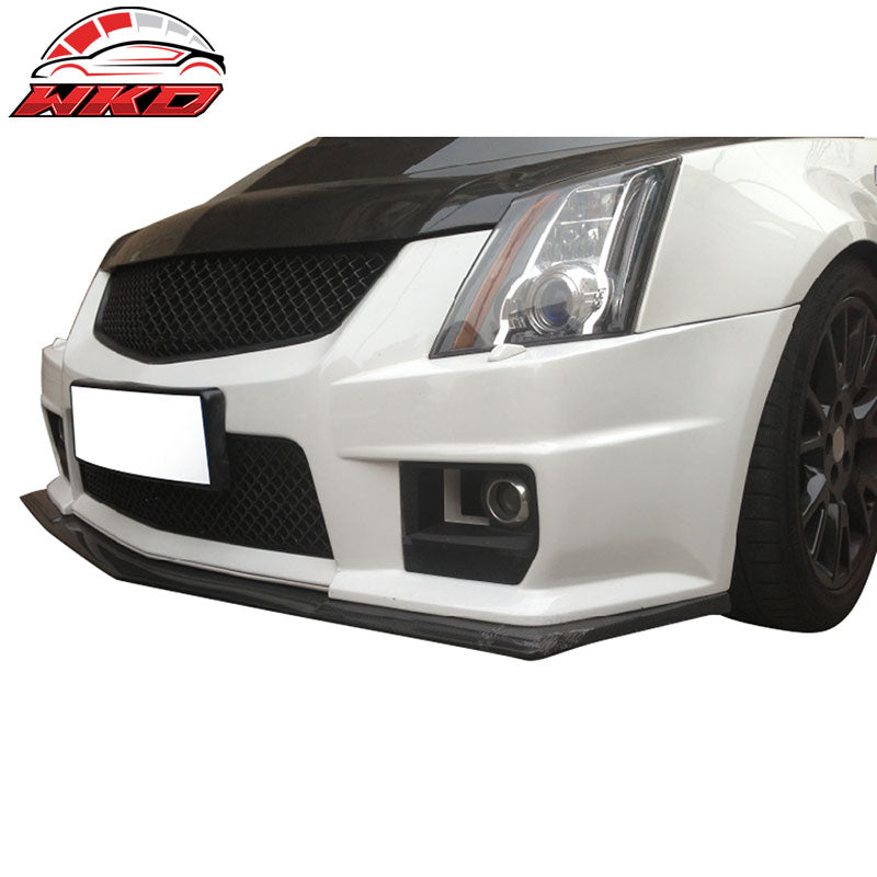 Fits 09-15 Cadillac CTS V HEN Style Front Bumper Lip Spoiler Matte Carbon Fiber
