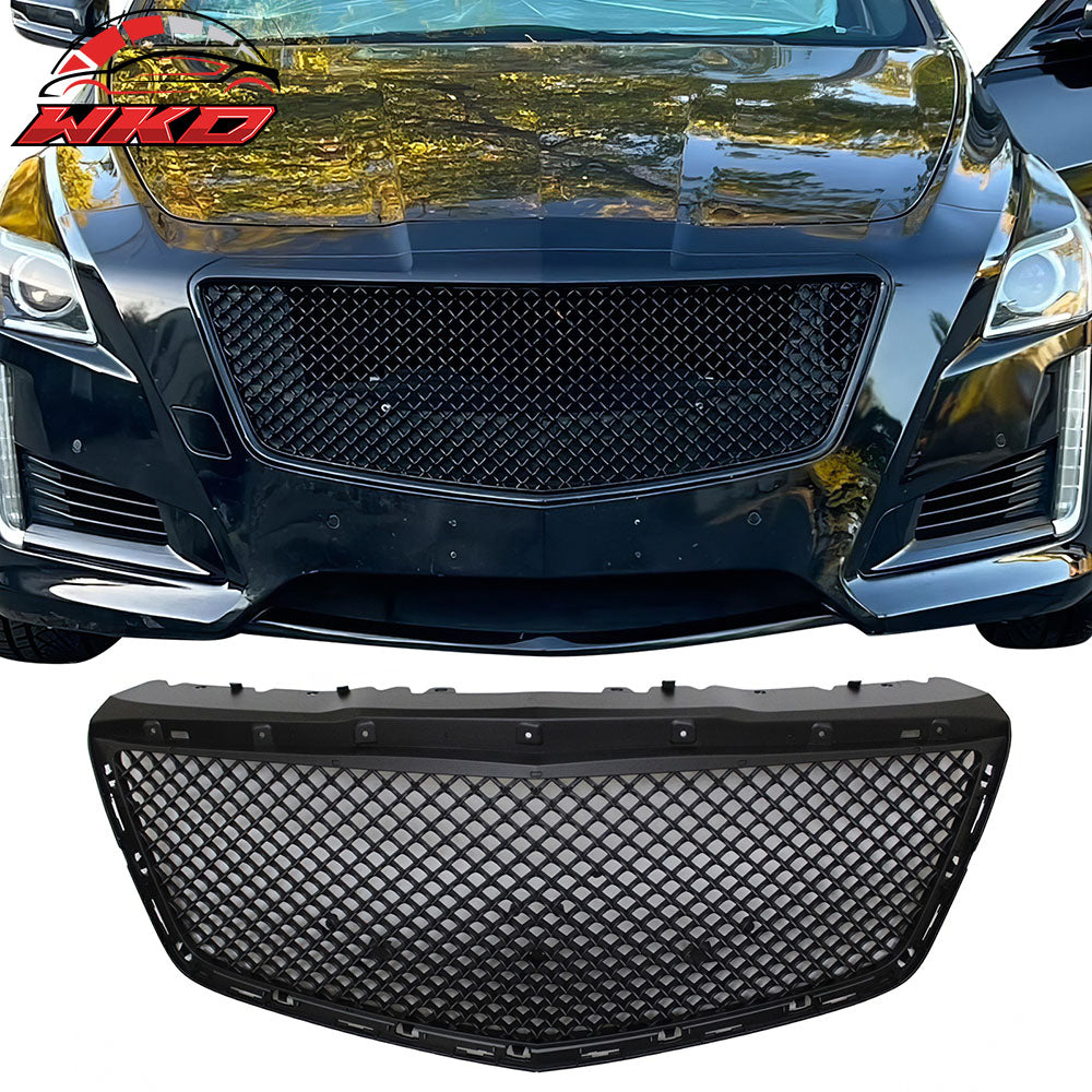 Fits 14-19 Cadillac CTS Sedan 4DR B Style Unpainted Front Bumper Hood Grille ABS