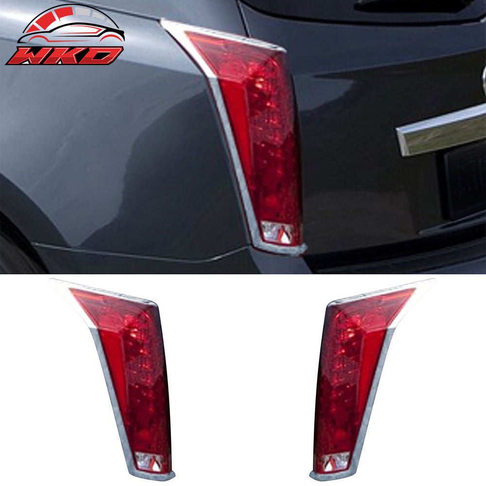 Fits 10-13 Cadillac SRX 2PCS Rear Tail Lights Lamp Bezels Cover Trim ABS Chrome