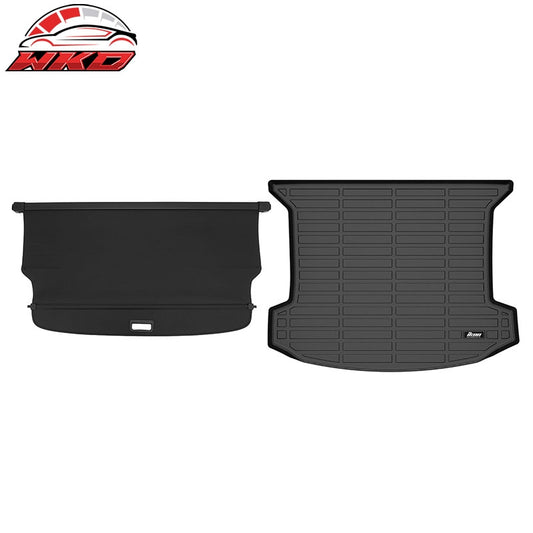 Wholesale 17-26 Cadillac XT5 Carbon Fiber Texture Rear Cargo Cover + 3D TPE Trunk Mat - Wikond Auto
