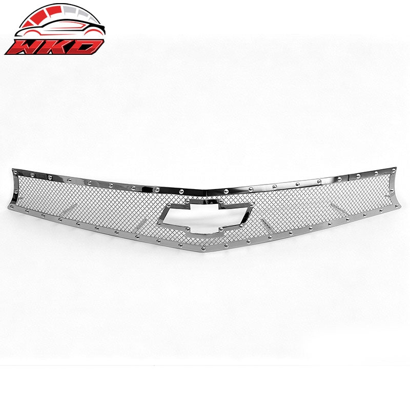 Fits 10-13 Camaro Chrome Mesh Deluxe Version Front Upper Grille Stainless Steel