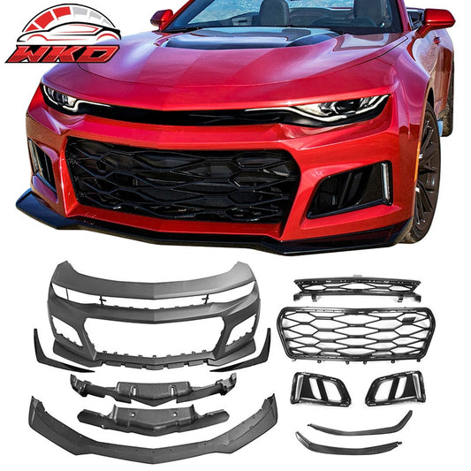 Wholesale 19-24 Camaro LS LT1 ZL1 Front Bumper Cover Conversion + Gloss Black Canards - Wikond Auto