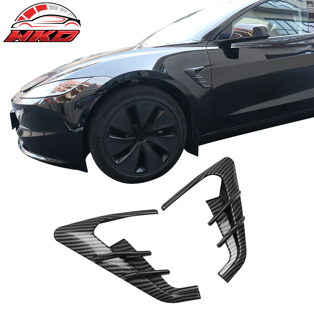 Fits 24-25 Tesla Model 3/25 Y V1 Carbon Fiber Print Side Camera Flank Cover Trim