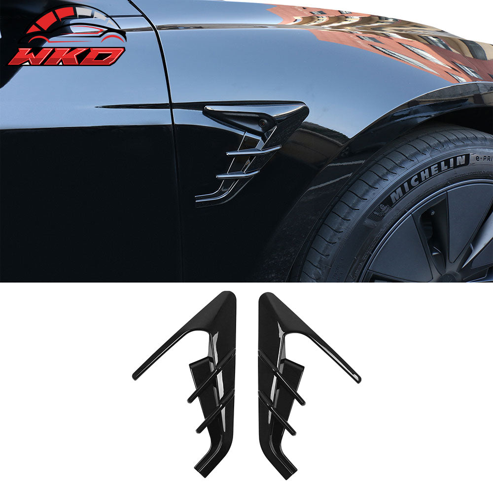 Fits 24-25 Tesla Model 3/25 Y V1 Gloss Black Side Fender Camera Flank Cover Trim