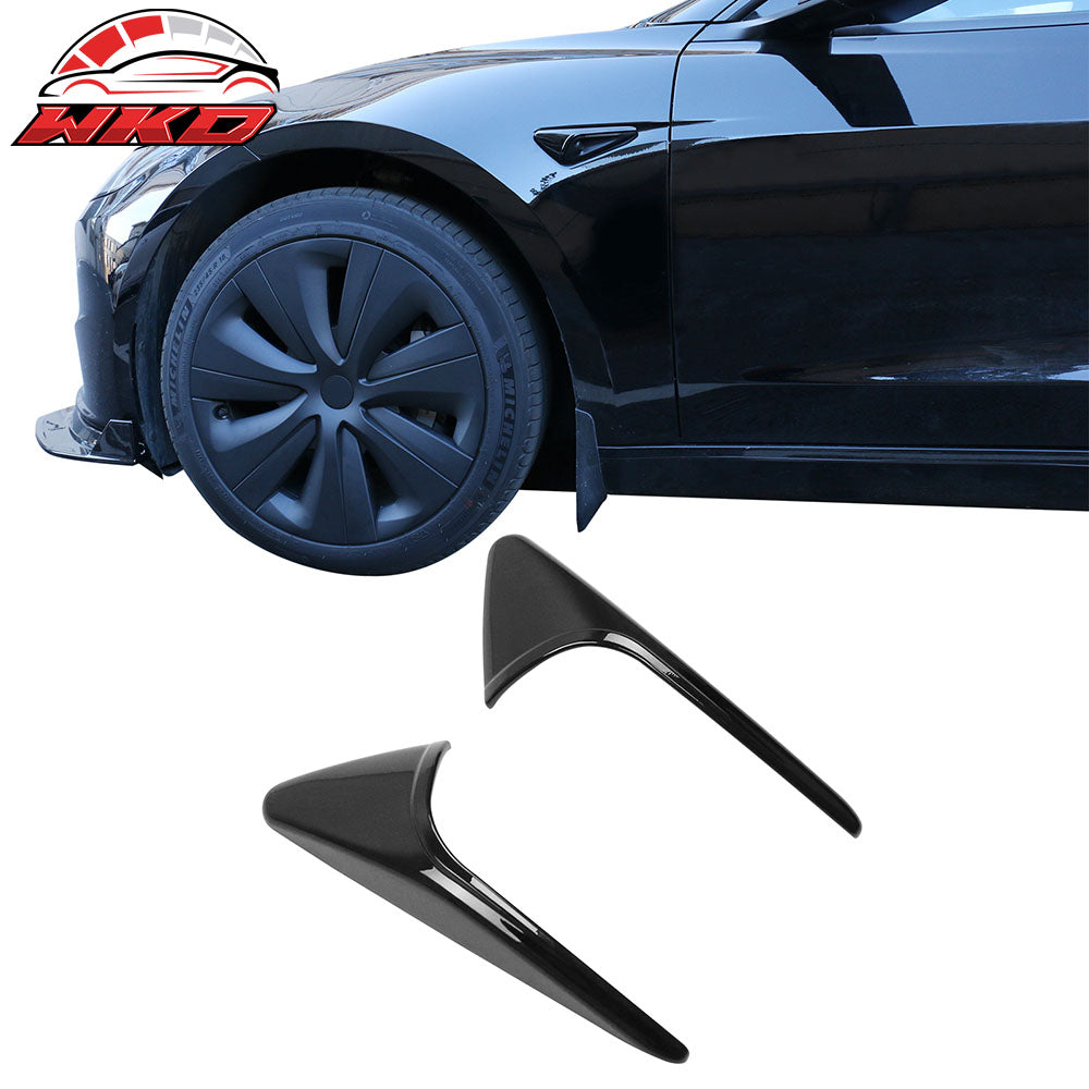 Fits 24-25 Tesla Model 3/25 Y Gloss Black Side Fender Camera Flank Cover Trim