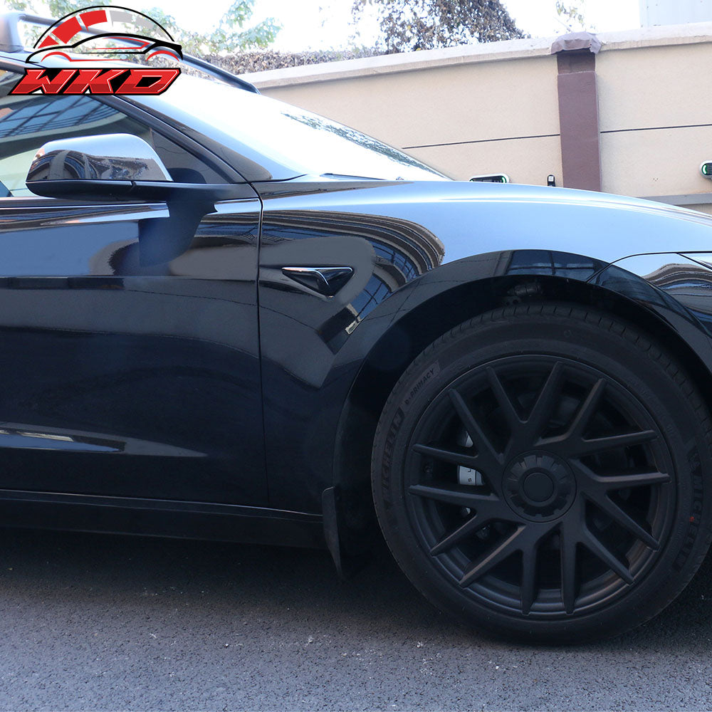 Fits 24-25 Tesla Model 3/25 Y Gloss Black Side Fender Camera Flank Cover Trim