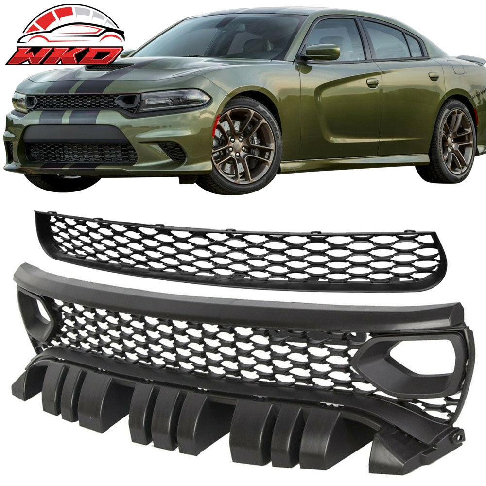 Wholesale 15-23 Dodge Charger SRT Style Upper & Lower Grilles w/ Air Ducts 2PC - PP - Wikond Auto