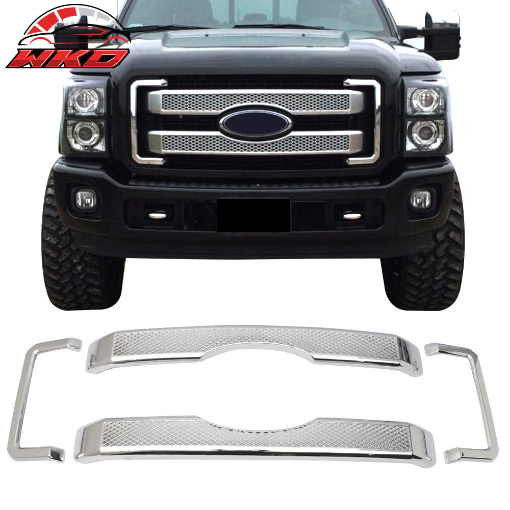 Fits 11-16 Ford F250 350 450 Super Duty 4PCS Moulding Front Mesh Grill Grille