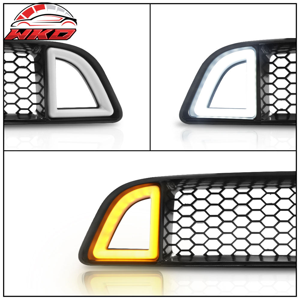 Fits 13-14 Ford Mustang Non-Shelby Front Upper LED Light Grille Honeycomb Grill