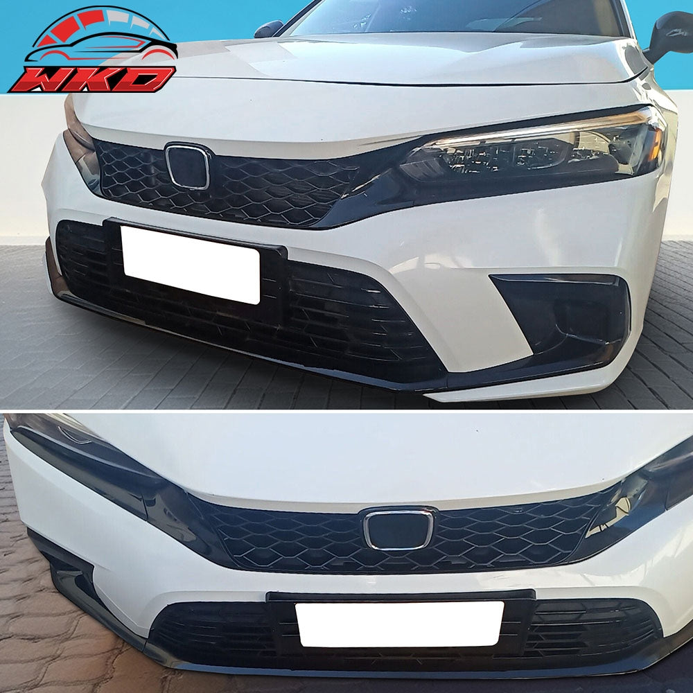 Fits 22-24 Honda Civic Si & Hatchback Type R Style Upper Grille Gloss Black ABS