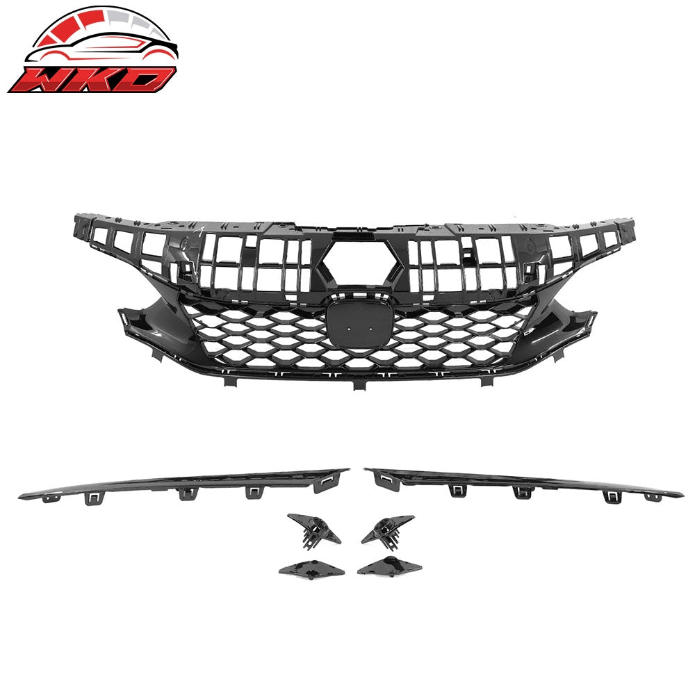 Fits 22-24 Honda Civic Si & Hatchback Type R Style Upper Grille Gloss Black ABS