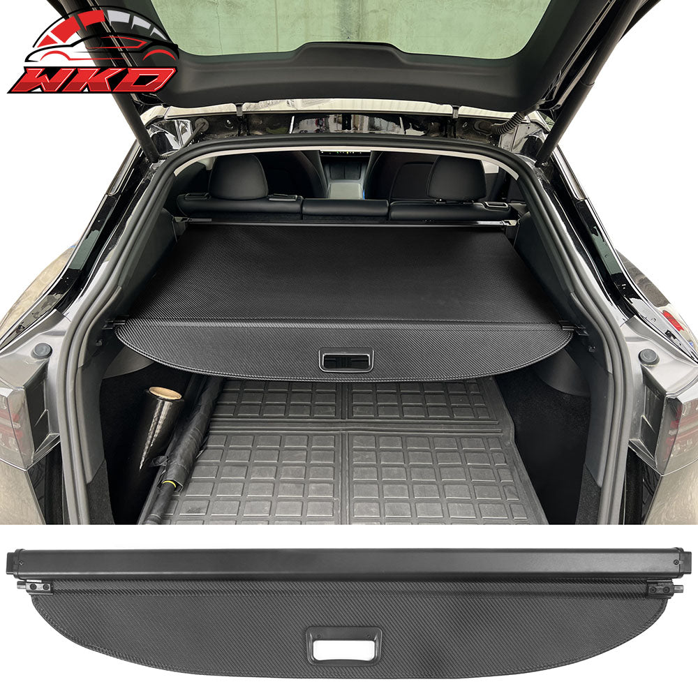 Fits 20-22 Tesla Model Y Retractable Rear Cargo Cover Carbon Fiber Texture Style