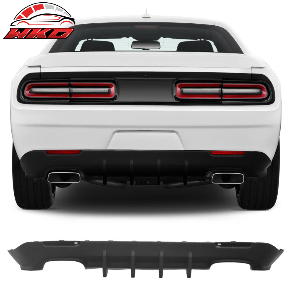 Fits 15-23 Dodge Challenger IKON Style Rear Diffuser Bumper Lip Matte Black - PP