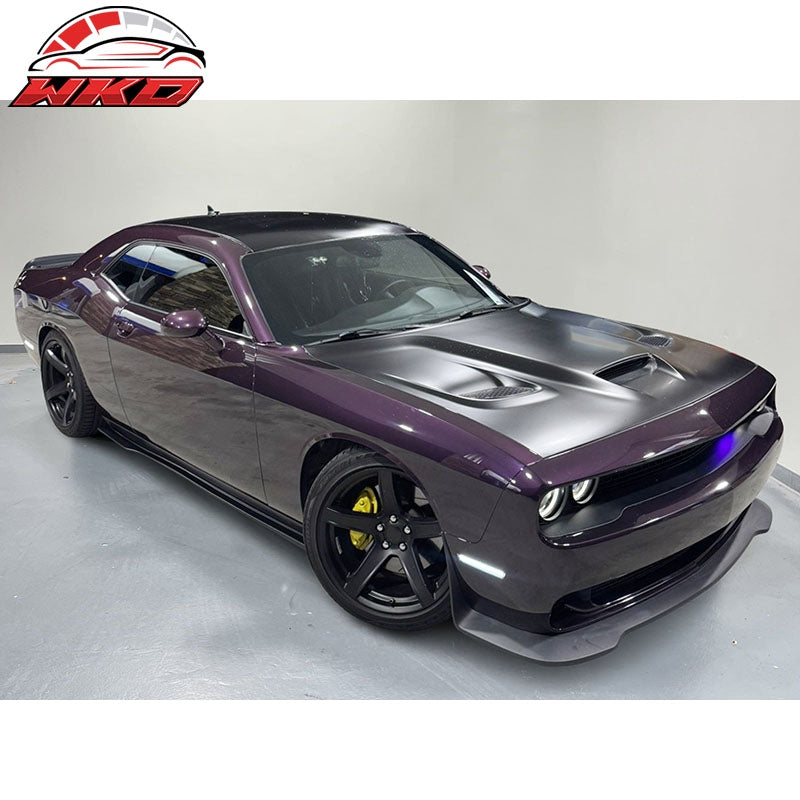 Fits 15-23 Dodge Challenger SXT Style Black Primer PP Side Skirts Diffusers Lips