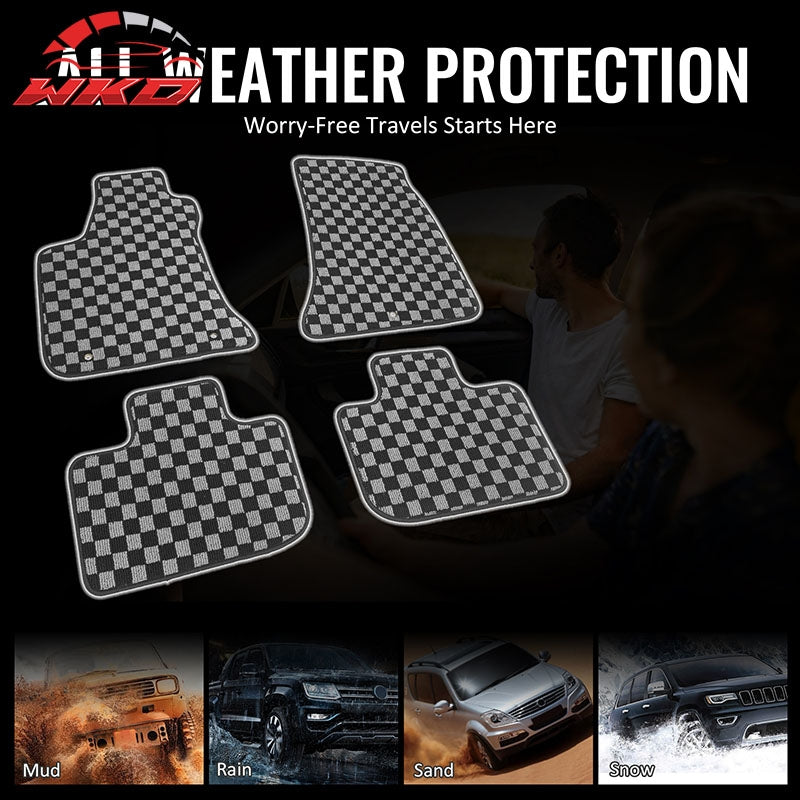 Fits 11-23 Charger Chrysler 300 Floor Mats Carpets Checkered Black Gray Plaid