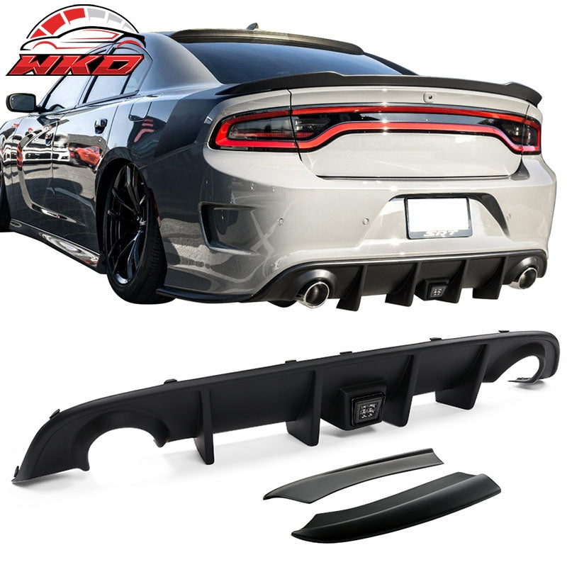 Wholesale 15-23 Charger SRT Rear Bumper Diffuser Lip Valance W/ Smoke LED Brake Lamp