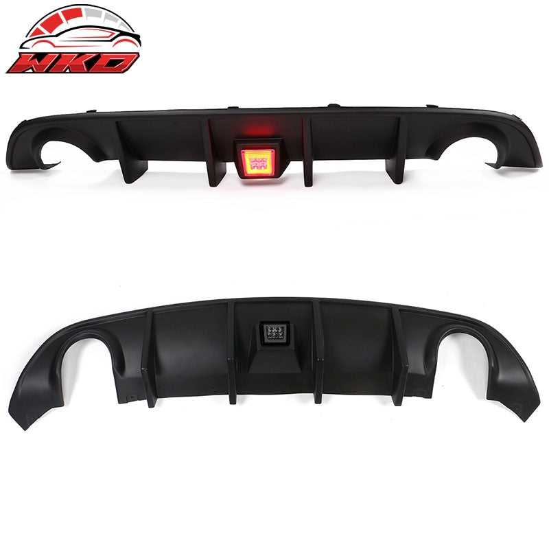 Fits 15-23 Charger SRT Rear Bumper Diffuser Lip Valance W/ Smoke LED Brake Lamp