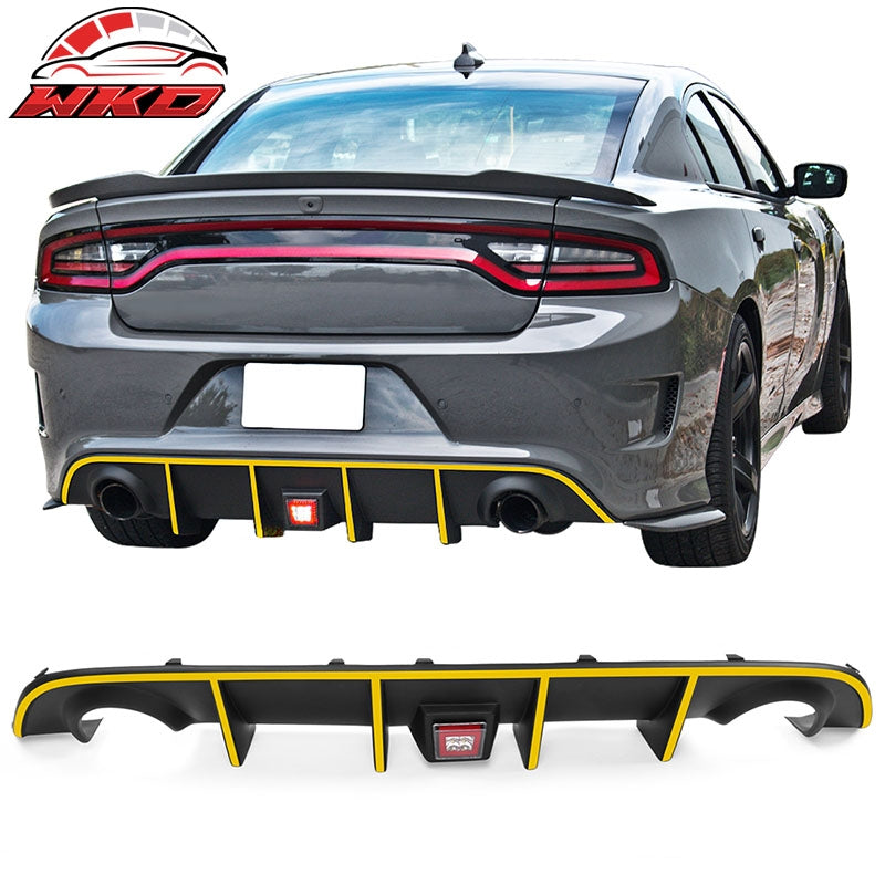 Fits 15-23 Charger SRT Rear Diffuser with Red LED Lamp & Yellow Reflective Tape