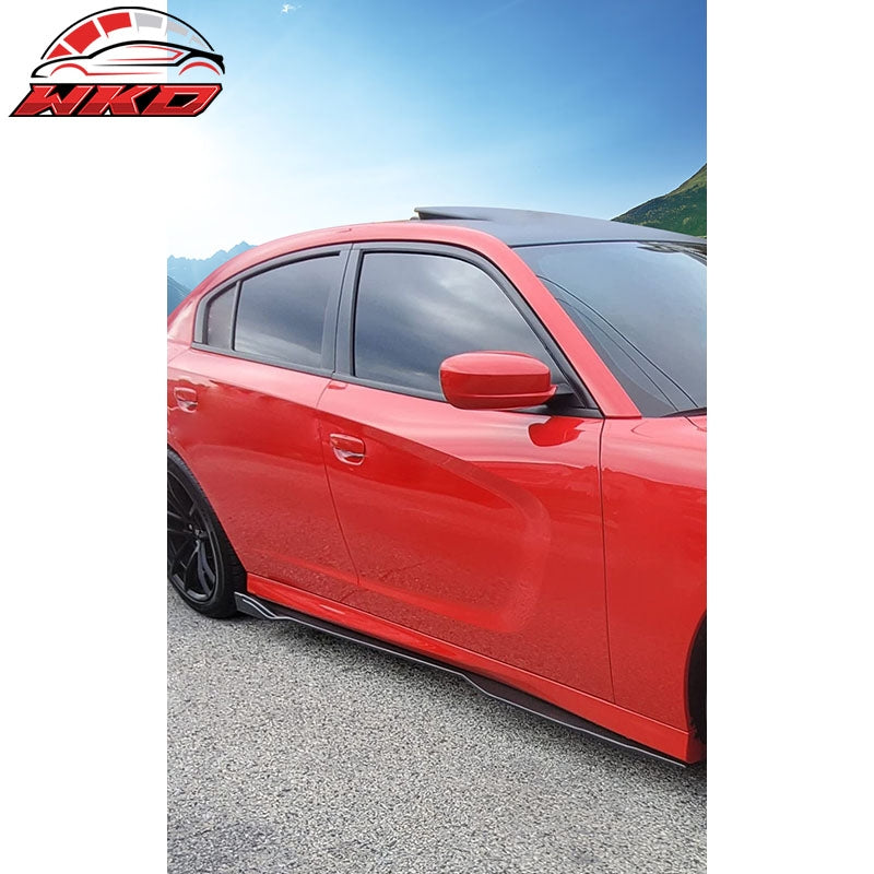 Fits 12-23 Dodge Charger SRT Side Skirts Rocker Panels PP - Carbon Fiber Print