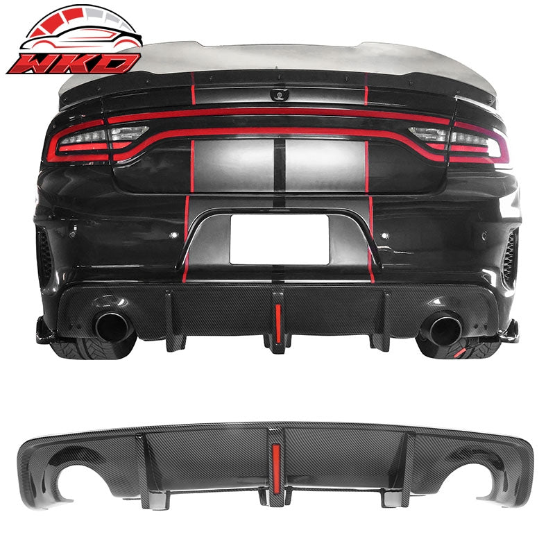 Wholesale 20-23 Dodge Charger Widebody IKON Rear Diffuser W/LED PP Carbon Fiber Print