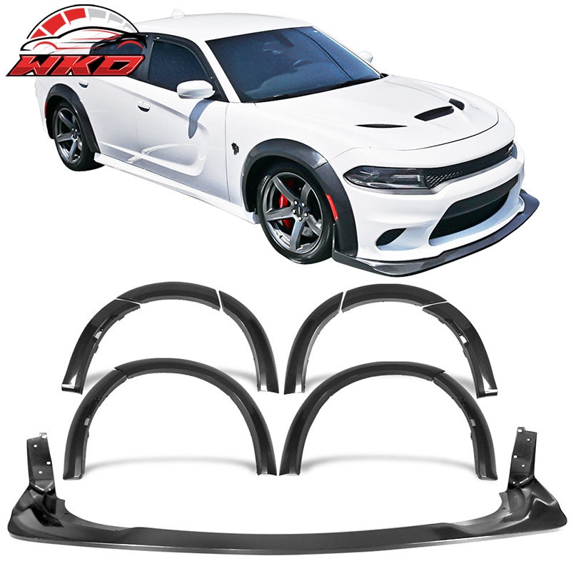 Fits 15-23 Dodge Charger Widebody Style Conversion Fender Flares+Front Lip
